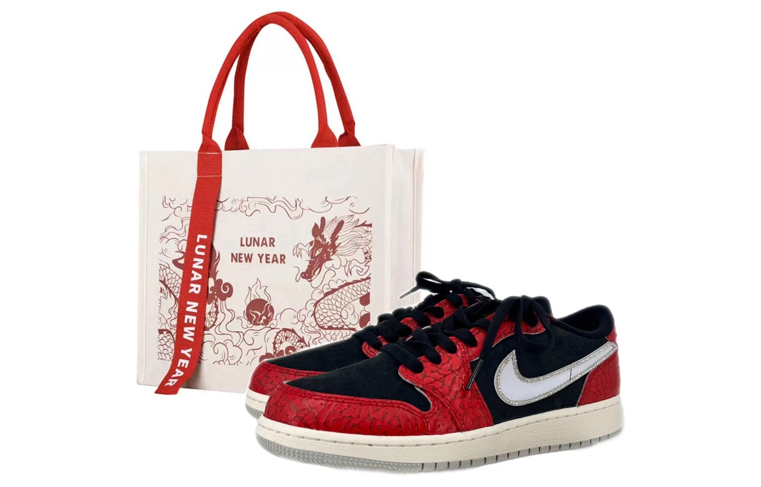 Кроссовки Air Jordan 1 Vintage Basketball Shoes Men Low-top Black/Red, красный