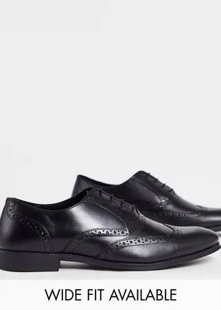 Черные оксфордские кожаные туфли-броги ASOS DESIGN-Черный цвет