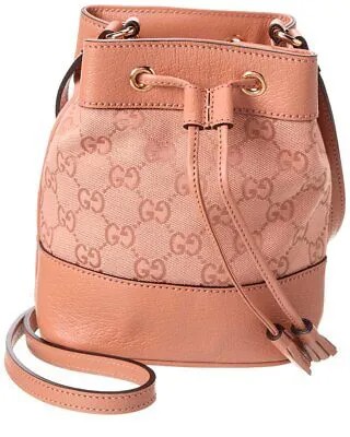 Gucci Ophidia Mini Gg Женская сумка-мешок из холста и кожи, розовая
