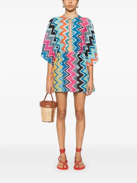 Missoni платье мини с узором зигзаг, белый
