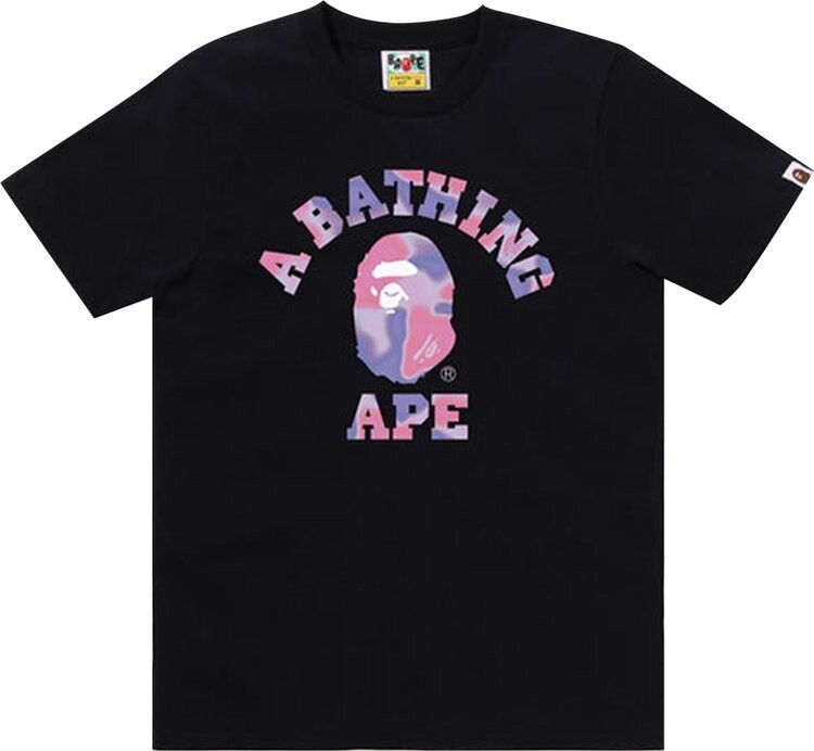 Футболка BAPE Liquid Camo College 'Black/Purple', черный