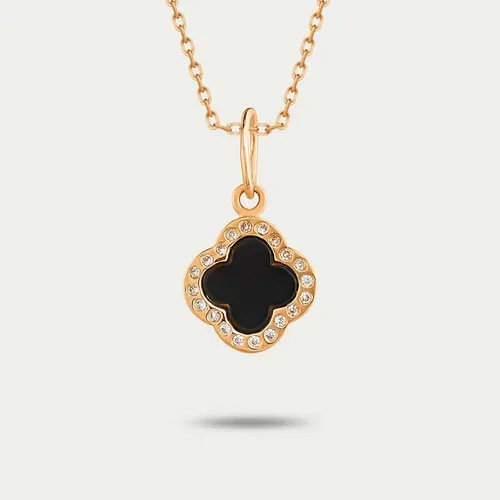 Подвеска GOLD CENTER, золото, 585 проба, оникс, фианит