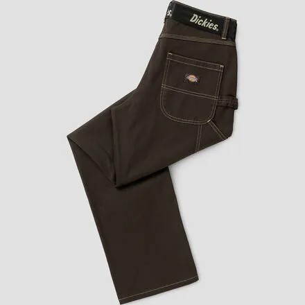 Брюки Carpenter с высокой талией + ремень женские Dickies, темно-коричневый