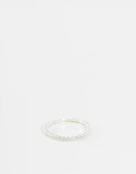 Серебристое кольцо с отделкой камнями Topshop-Серебристый
