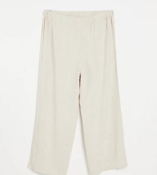 Светло-бежевые широкие брюки In The Style Plus x Saffron Barker-Светло-бежевый цвет
