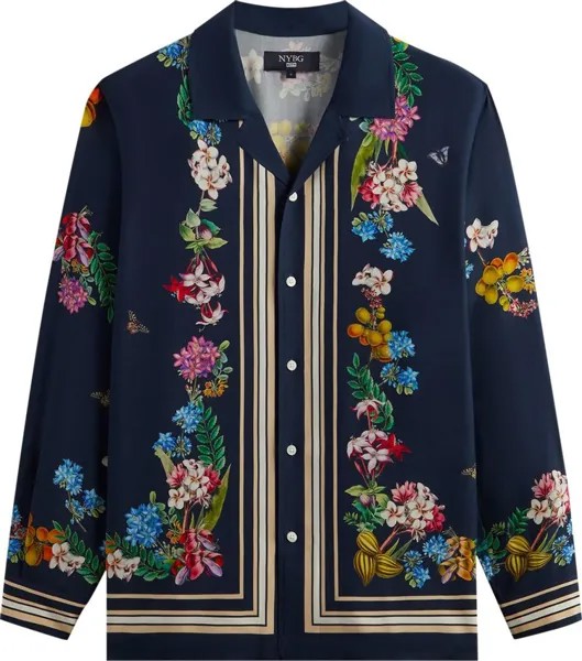 Рубашка Kith x New York Botanical Garden Floral Border Long Sleeve Thompson 'Nocturnal', синий