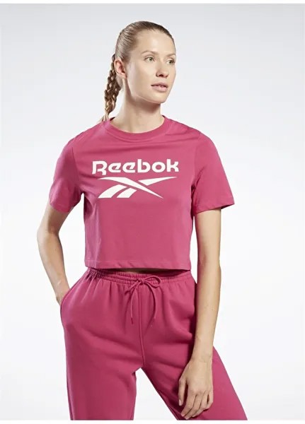 Простая розовая женская футболка с круглым вырезом Reebok