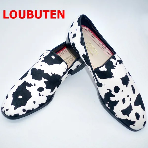 Лоферы LOUBUTEN мужские из конской кожи, Роскошные Дизайнерские повседневные туфли, плоская подошва, классические, черно-белые, с граффити, лето