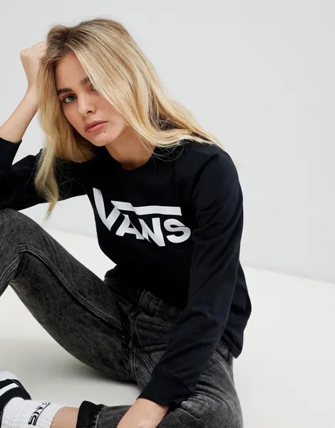 Черный лонгслив Vans classic