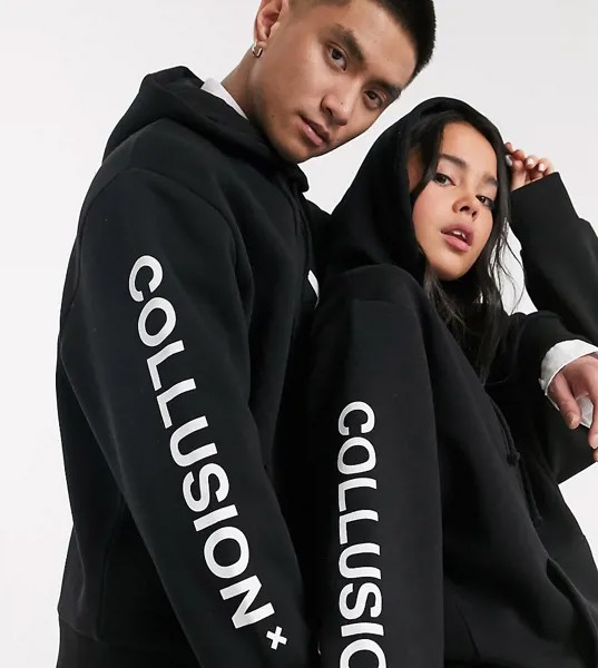 Худи черного цвета с логотипом COLLUSION Unisex-Черный