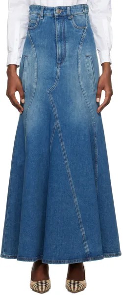 Синяя джинсовая длинная юбка со вставками Burberry