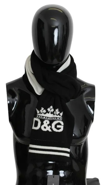 DOLCE - GABBANA Шарф Черный Белый D-G Корона Вязаный Шарф 28см x 200см $1000