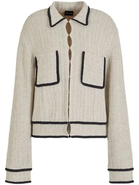 Giorgio Armani кардиган с контрастной отделкой, нейтральный цвет