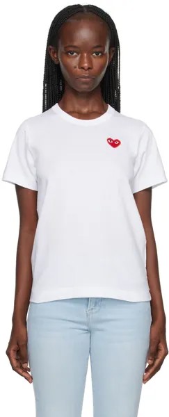 Comme des Garçons Белая футболка с нашивкой в ​​виде сердца