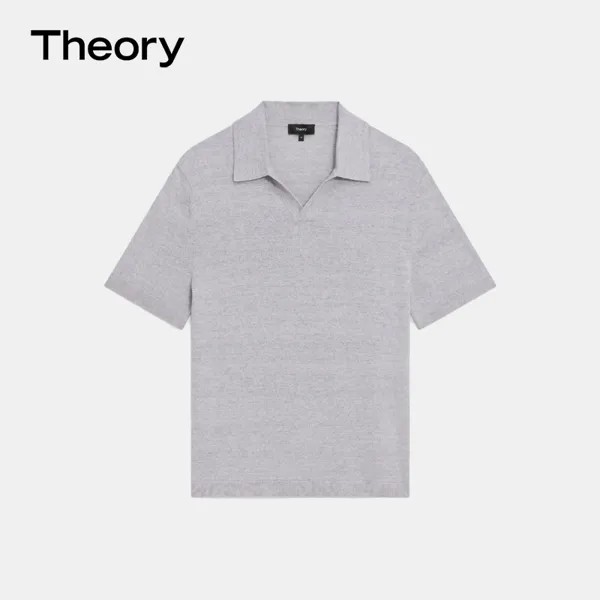 Рубашка-поло мужская Theory с раздвинутым воротником, синий