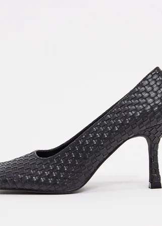 Черные туфли на каблуке из искусственной кожи с квадратным носком Z_Code_Z-Черный цвет