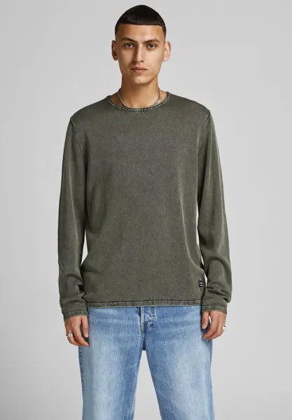 Свитер JJELEO CREW NECK NOOS Jack & Jones, пыльный оливковый