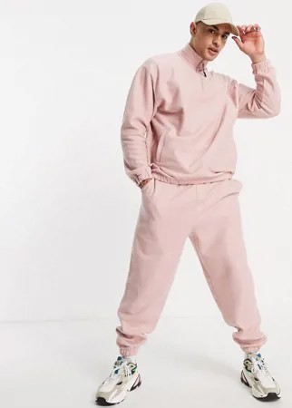 Oversized-джоггеры из флиса розового цвета от комплекта ASOS DESIGN-Розовый цвет