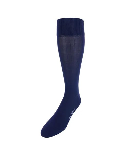 Однотонные носки до середины икры в рубчик из мерсеризованного хлопка с яшмой TRAFALGAR, синий