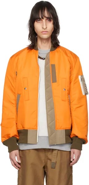 Оранжевая двусторонняя куртка на молнии Sacai