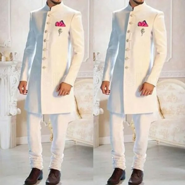 Высококачественный белый длинный мужской индийский дизайн для шафера смокинг, костюмы жениха для мужчин свадебная одежда приталенный костюм для мужчин блейзер