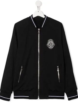 Balmain Kids бомбер с вышитым логотипом