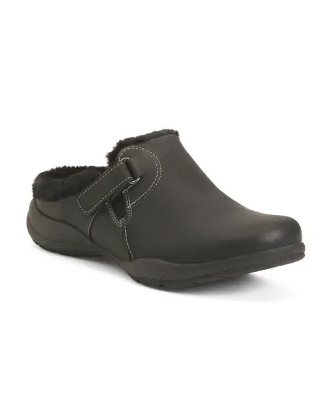 Кожаные сабо Roseville на подкладке из искусственного меха Clarks, черный