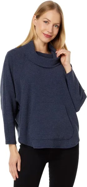 Толстовка Lilla P Textured Waffle Oversized Easy Turtleneck, темно-синий