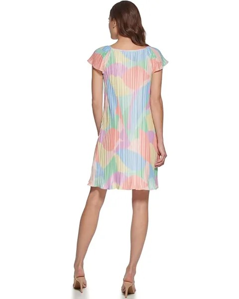 Платье DKNY Short Sleeve Pleated Dress, цвет Yellow Diamond Multi
