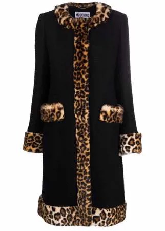 Moschino пальто миди с леопардовым принтом