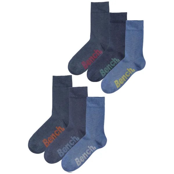 Лавка. Носки (6 пар) с логотипами разного цвета для нейтрального цвета. BENCH, цвет blau
