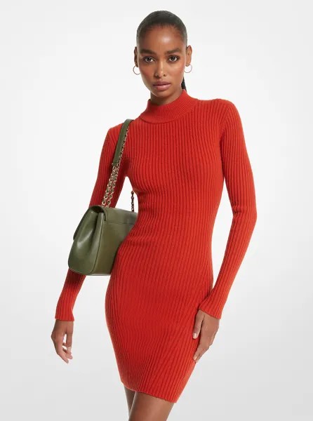 Платье Michael Michael Kors Ribbed Merino Wool Blend, красный