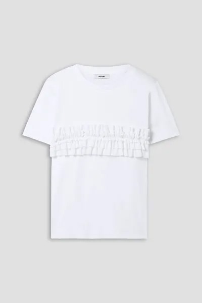 Футболка из хлопкового джерси с рюшами JASON WU, белый