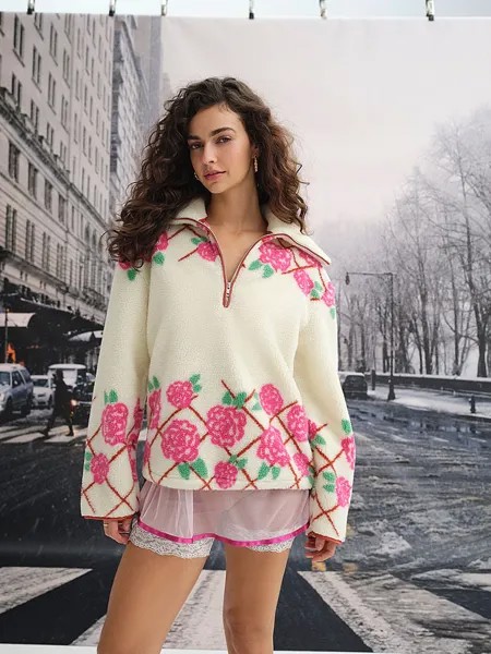 Свитер For Love & Lemons Chihiro, бежевый/розовый/зеленый