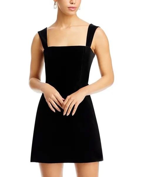 Бархатное мини-платье без рукавов Taylum Alice and Olivia, цвет Black