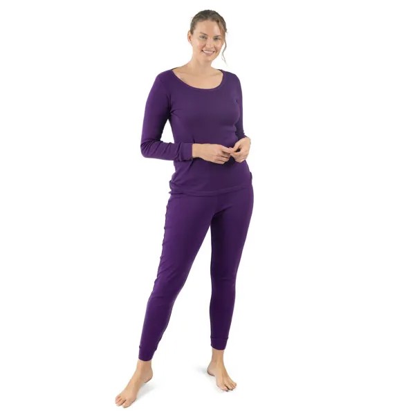 Женская хлопковая пижама из двух частей Leveret в стиле бохо, однотонная Leveret, темно-фиолетовый