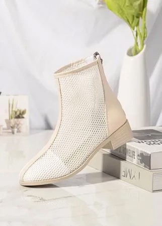 Женщины Повседневная Back-Zippers Mesh Breathable Almond Toe Short Ботинки