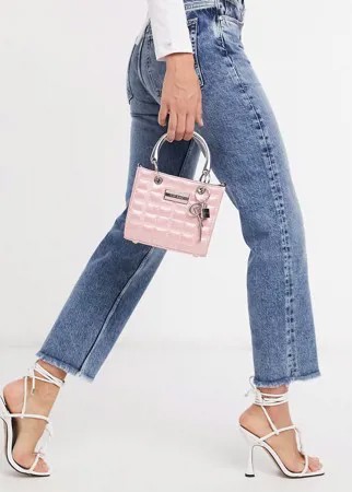 Розовая маленькая стеганая сумка River Island-Розовый
