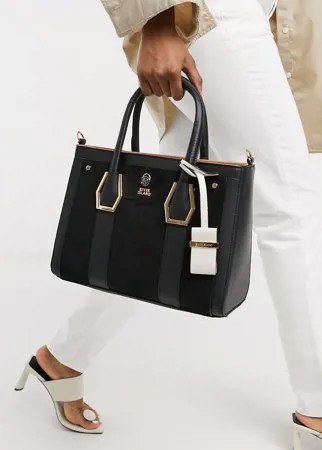 Черная однотонная сумка-тоут среднего размера River Island-Черный цвет