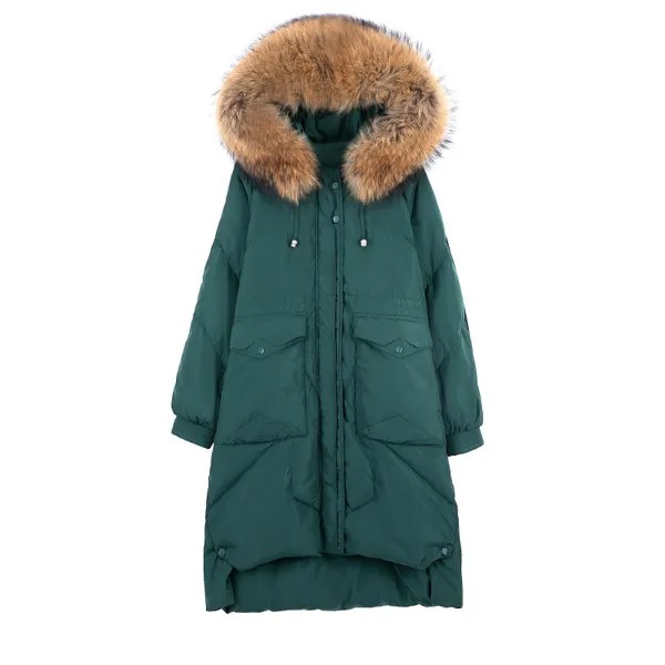 (TopFurMall) зимние женские парки, пальто, настоящая толстовка с мехом енота женская верхняя одежда, пальто, LF9175