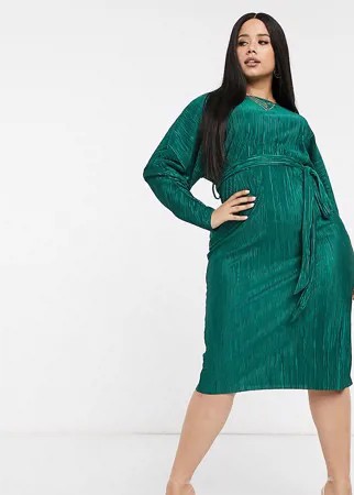 Эксклюзивное зеленое платье миди ASOS DESIGN Curve-Зеленый цвет