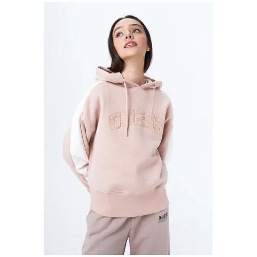 Утепленное худи с мохровым принтом GUESS JEANS O1BA26 Розовый 46