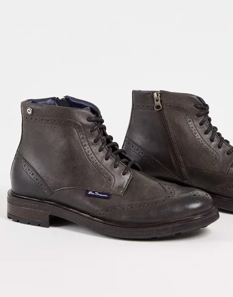 Коричневые ботинки броги на шнуровке Ben Sherman-Черный