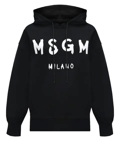 Толстовка-худи с белым лого, черная MSGM