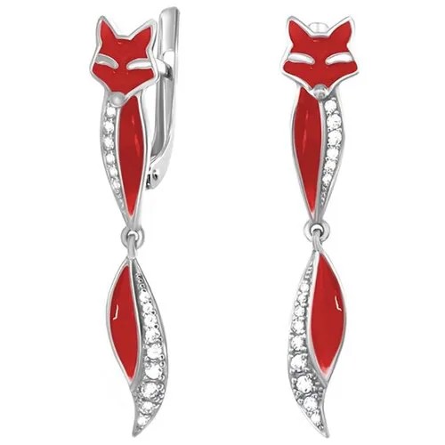 Серебряные серьги с фианитами и эмалью 2100707-70885