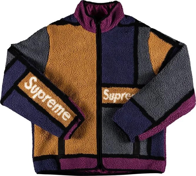 Куртка Supreme Reversible Colorblocked Fleece Jacket 'Purple', фиолетовый