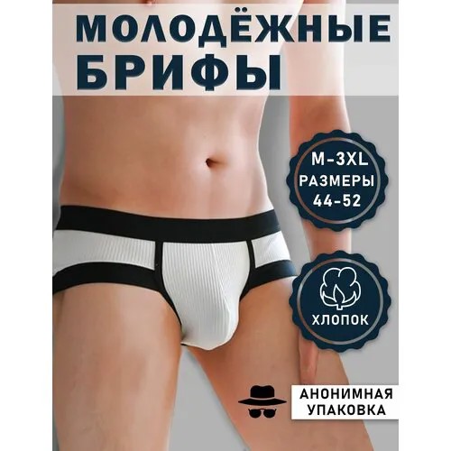 Трусы брифы , заниженная посадка, размер 50-52 XXXL, белый