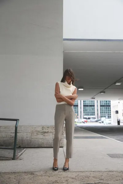 Брюки с высокой талией ZARA, кэмел
