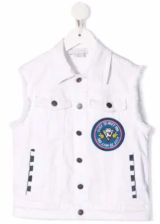 Stella McCartney Kids джинсовый жилет с клетчатыми вставками