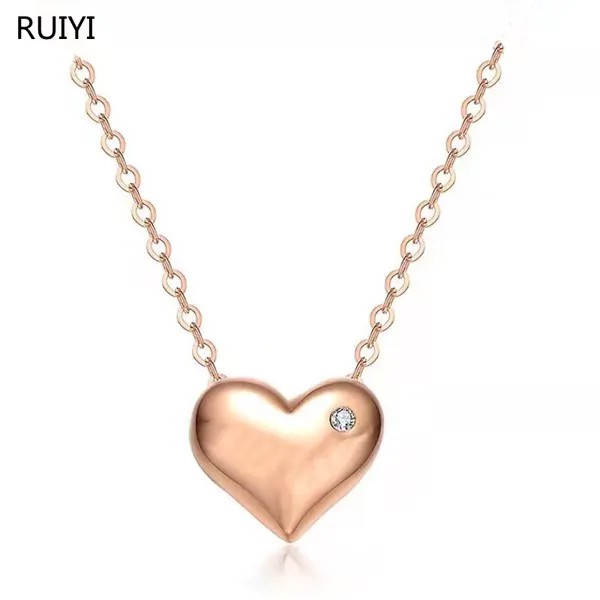 Ожерелье RUIYI Real 18K, натуральное женское колье с простым сердцем, чистое золото AU750, цепочка для женщин, ювелирные изделия в подарок